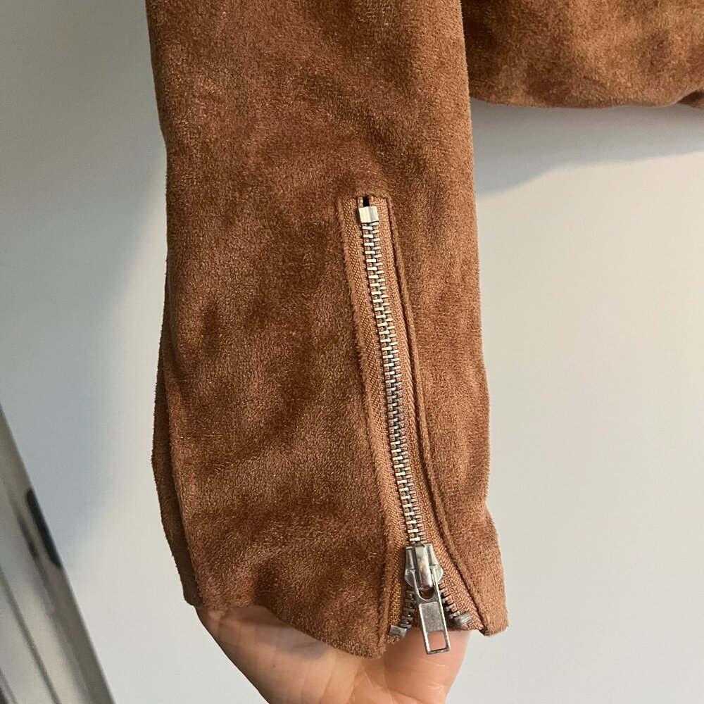 Lulus Suede with Love Tan Moto Jacket | Size M - Picture 7 of 10